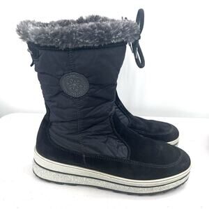 ARA Black Suede & Faux Fur Lined Gore-Tex Ankle Winter Boots Womens 8